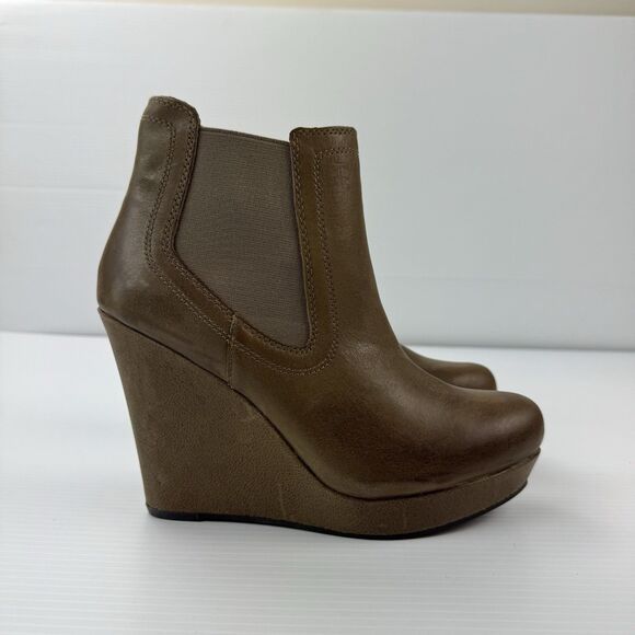 Seychelles Prime Suspect Brown Leather Wedge Chelsea Booties Women 10 NWOB - Picture 8 of 13
